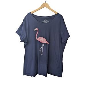 Torrid Navy Blue Cotton Flamingo Short Sleeve T-shirt